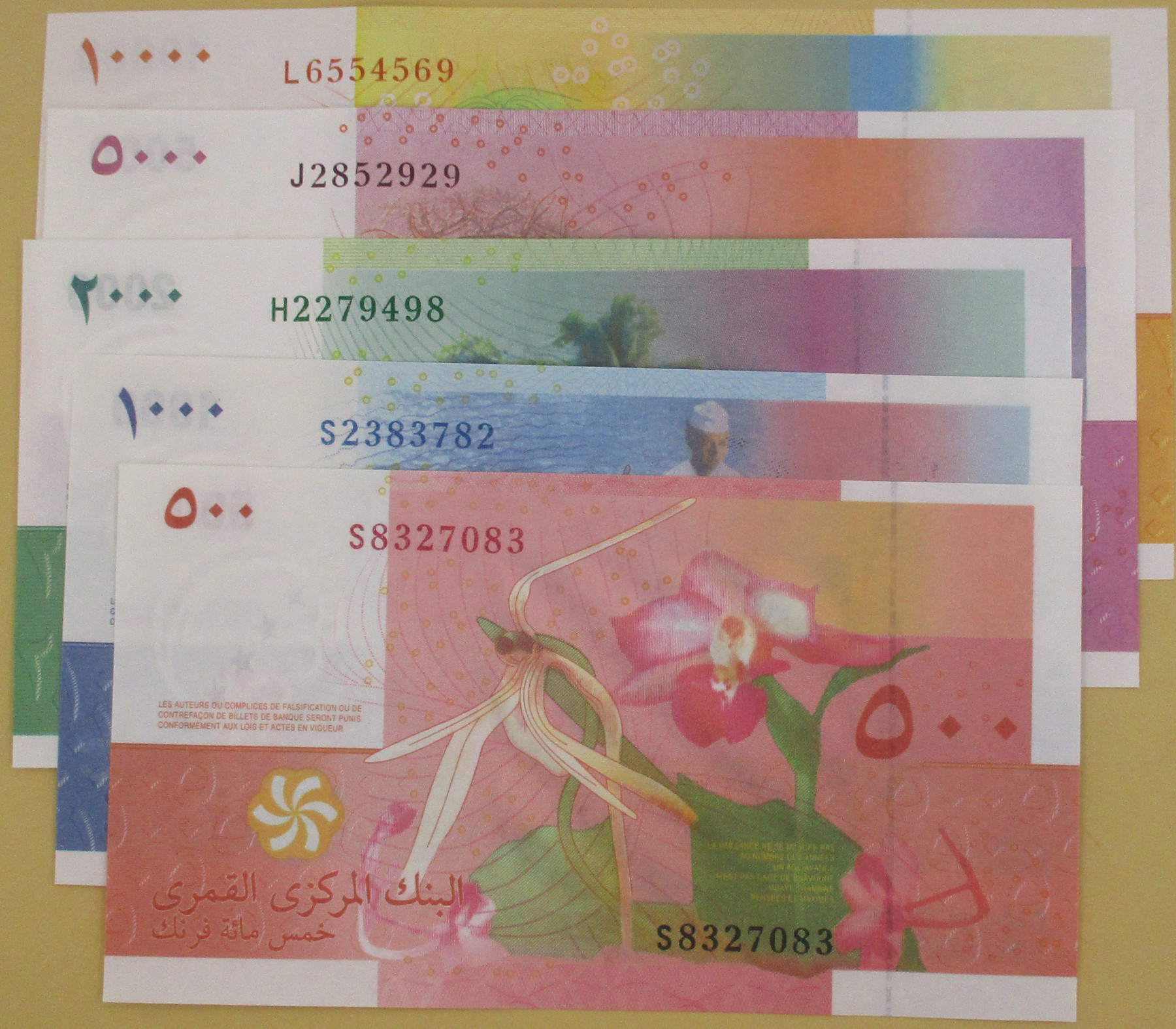 Zdjęcie do Zestaw 5 banknotów 500 1000 2000 5000 10000 franków