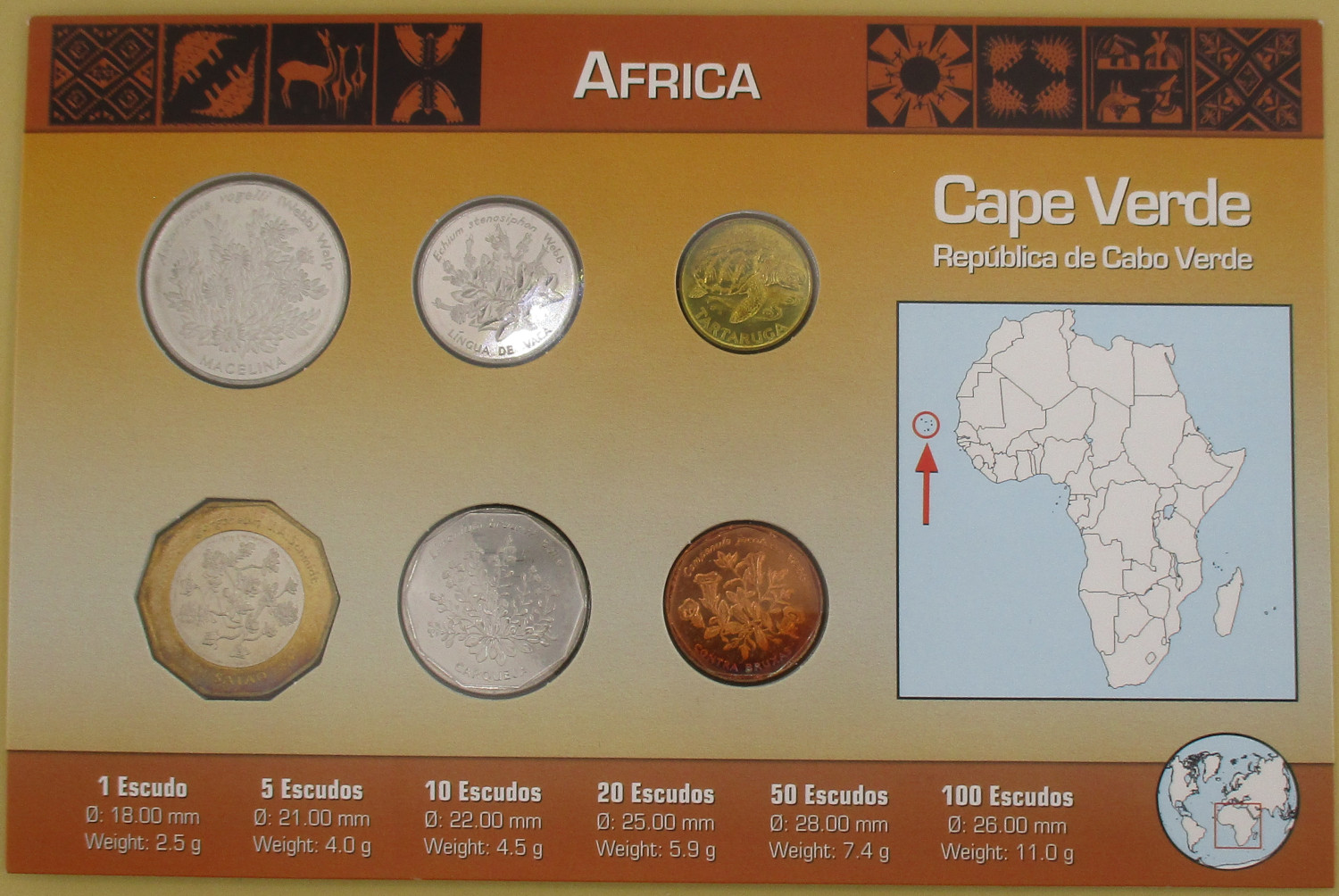 Zdjęcie do Zestaw 6 monet w holderze 5 do 100 escudo