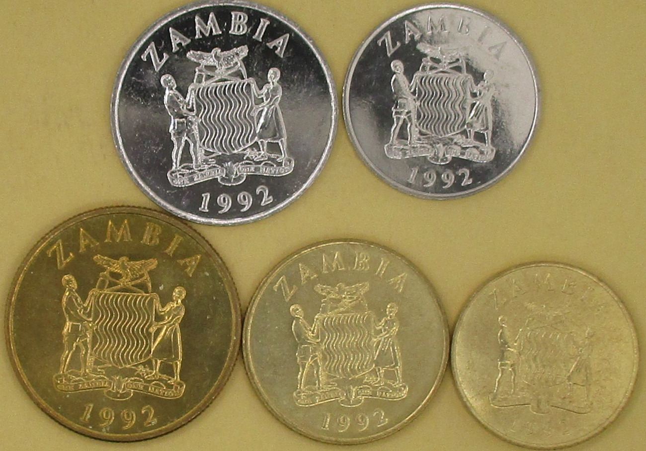 Zdjęcie do Zestaw 5 monet 1 do 50 kwacha