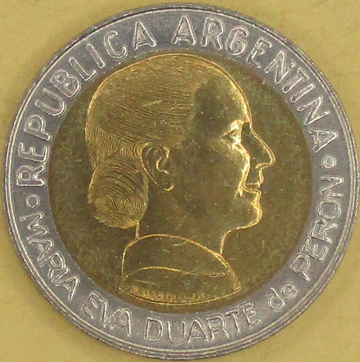 Zdjęcie do Prawa Wyborcze Kobiet Eva Duarte Peron 1 peso bimetal
