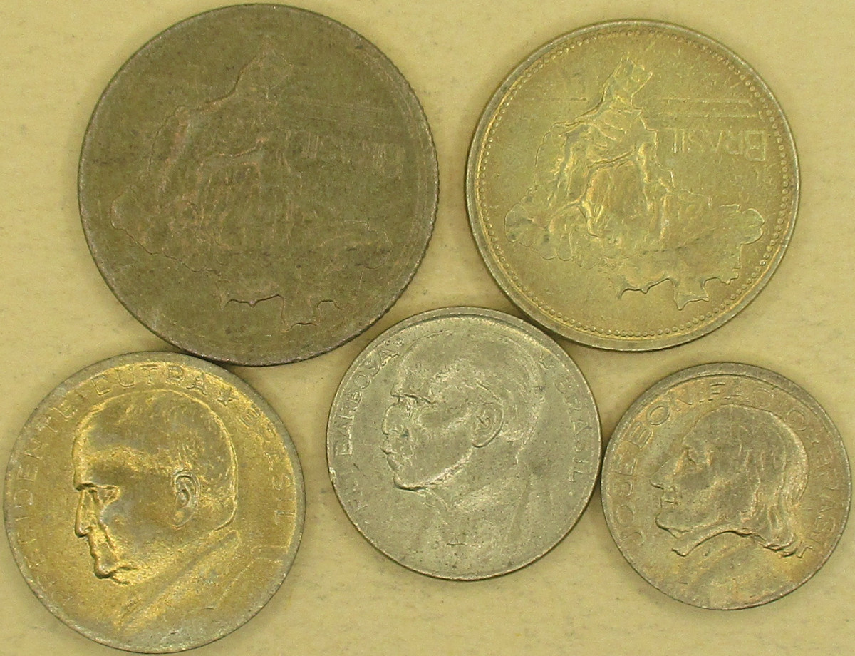 Zdjęcie do Zestaw 5 monet 10 centavos do 2 cruzeiro z 1945 do 1955