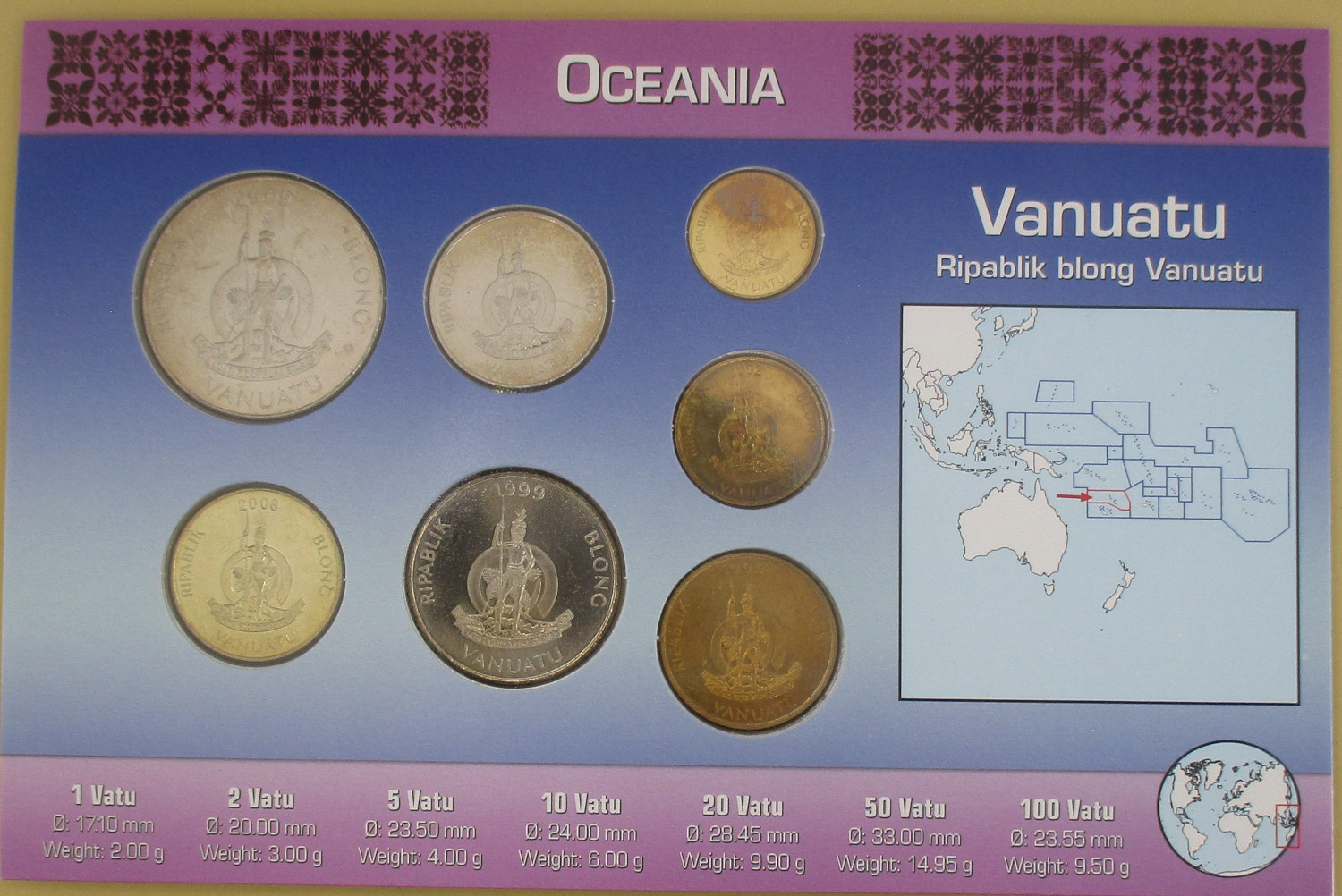 Zdjęcie do Zestaw 7 monet w holderze 1 do 100 vatu