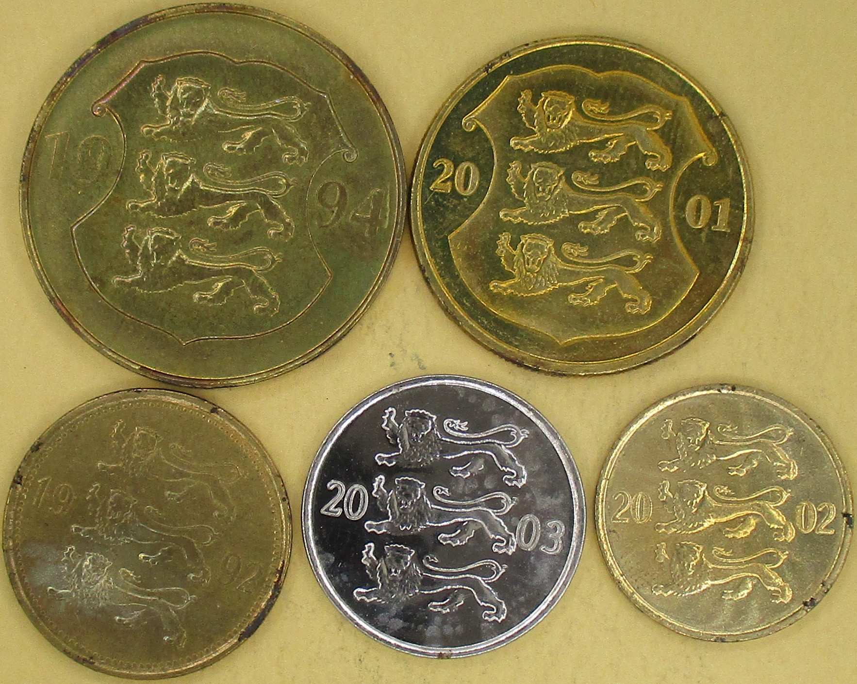 Zdjęcie do Zestaw 5 monet 10 senti do 5 krooni 1992 do 2003