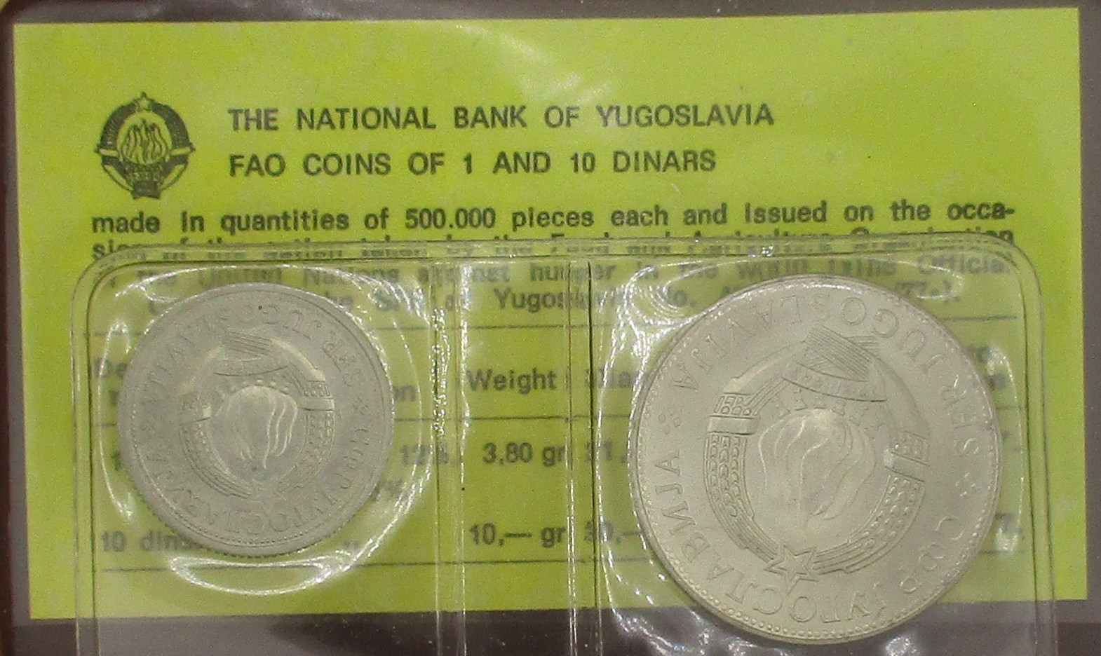 Zdjęcie do FAO zestaw 2 monet w holderze 1 10 dinar