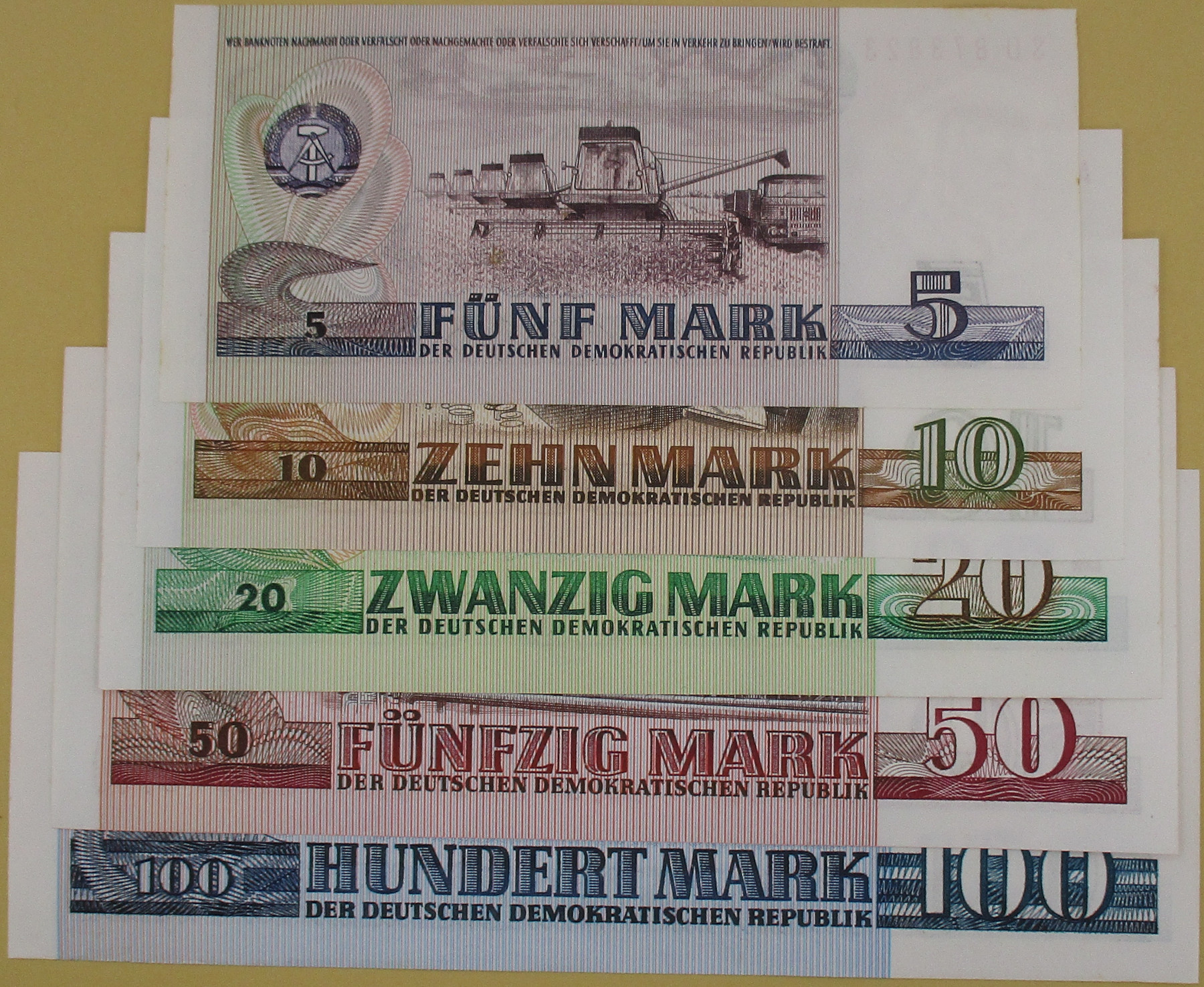 Zdjęcie do NRD zestaw 5 banknotów 5 10 20 50 100 marek