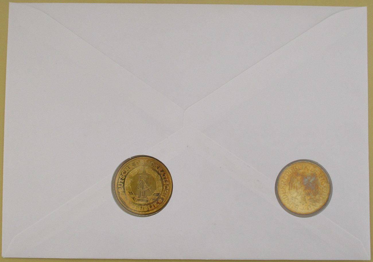 Zdjęcie do List numizmatyczny Upadek muru 1 marka RFN 1989 1 marka NRD 1982