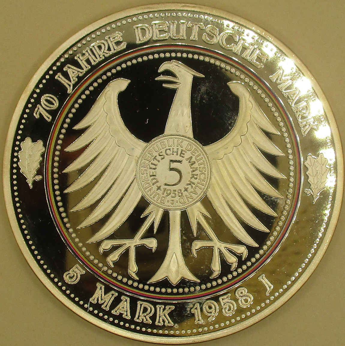 Zdjęcie do MEDAL 70 lat marki niemieckiej 5 marek 1958