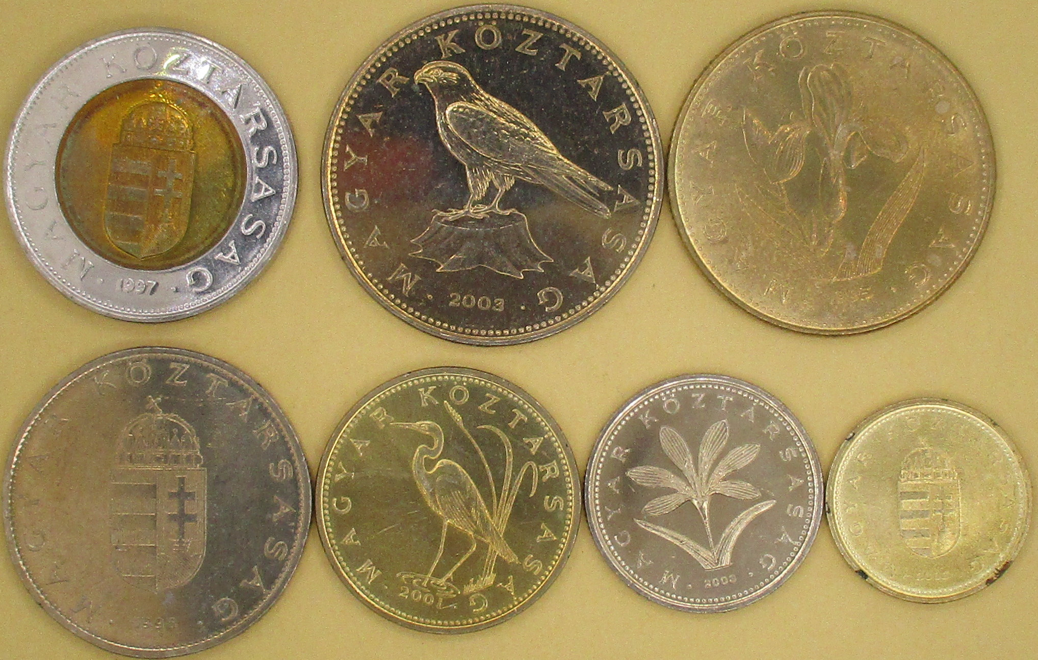 Zdjęcie do Zestaw 7 monet 1 do 100 forinów różne roczniki