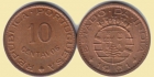 INDIE PORTUGALSKIE 1961 Obiegowe 10 centavos 