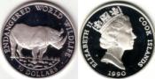 WYSPY COOKA 1990 Nosorożec czarny Diceros bicornis 50 dolarów 