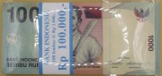 INDONEZJA 2012 PACZKA bankowa (100szt) obiegowy 1000 rupii 