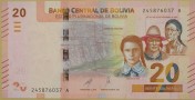 BOLIWIA 2024 Banknot obiegowy 20 bolivianos 