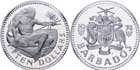 BARBADOS 1974 Neptun bóstwo morza 10 dolarów 